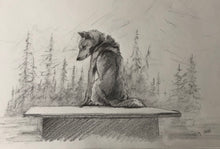 Load image into Gallery viewer, Sled Dog on dog house - 8x12