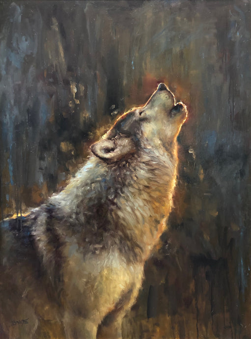 Night Howl - 40x30 - Available at Montana Trails Gallery, Bozeman , MT